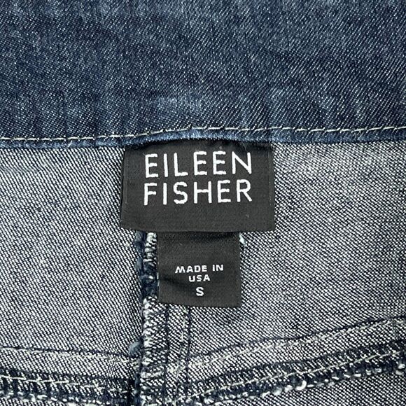 Eileen Fisher Dark Wash Lightweight Denim Straight Leg Mid Rise Jeans Small - Picture 7 of 8